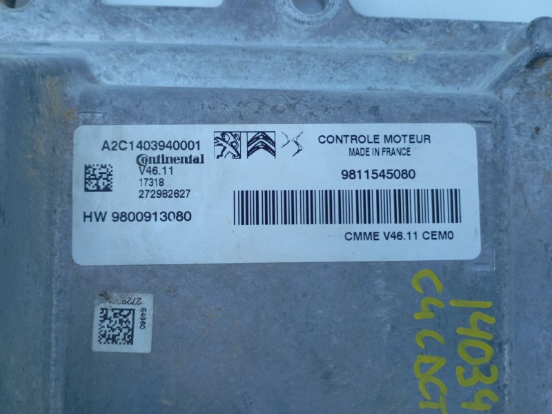 Recambio de centralita motor uce para citroën c4 cactus 1.2 vti 82 referencia OEM IAM 9811545080 9800913080 