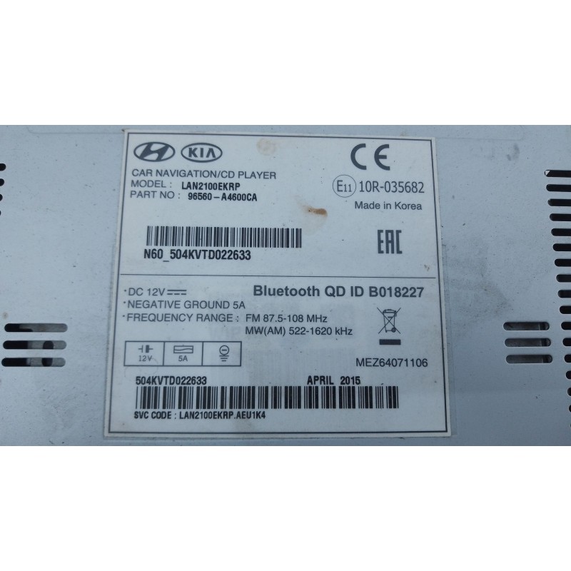 Recambio de sistema navegacion gps para kia carens iv van (a4) crdi referencia OEM IAM   