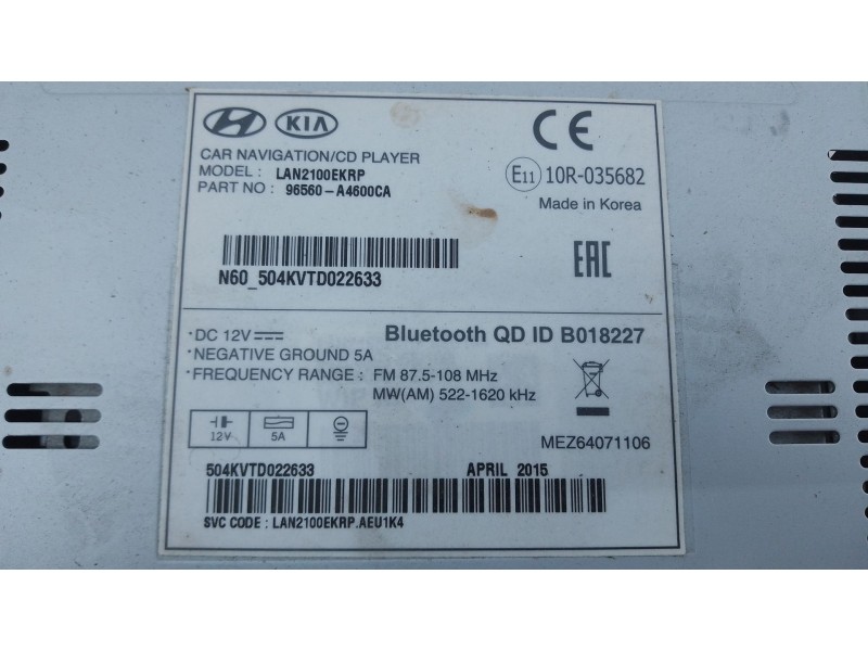 Recambio de sistema navegacion gps para kia carens iv van (a4) crdi referencia OEM IAM   