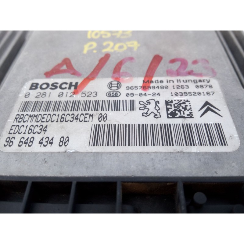 Recambio de centralita motor uce para peugeot 207 1.4 hdi referencia OEM IAM 0281012523  E3-B2-28-3