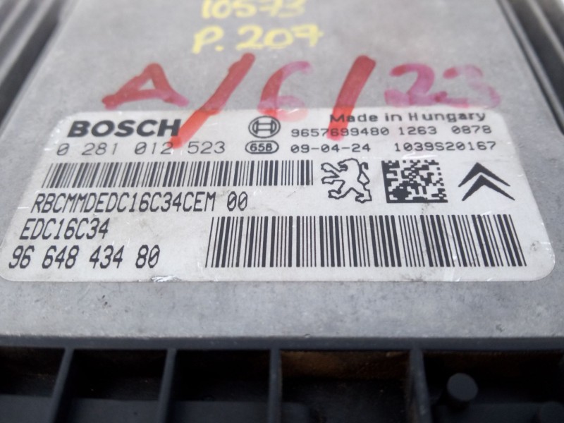 Recambio de centralita motor uce para peugeot 207 1.4 hdi referencia OEM IAM 0281012523  E3-B2-28-3