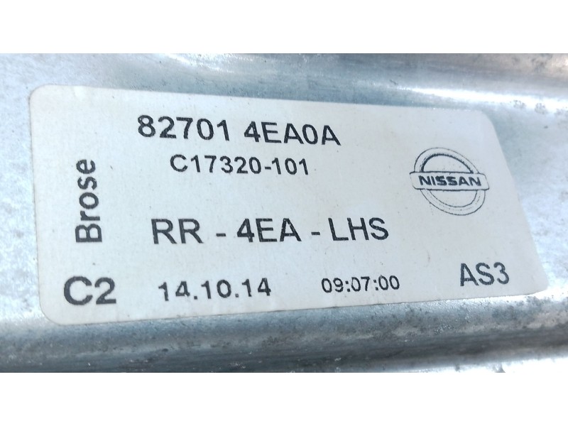 Recambio de elevalunas trasero izquierdo para nissan qashqai ii (j11, j11_) 1.6 dci referencia OEM IAM   