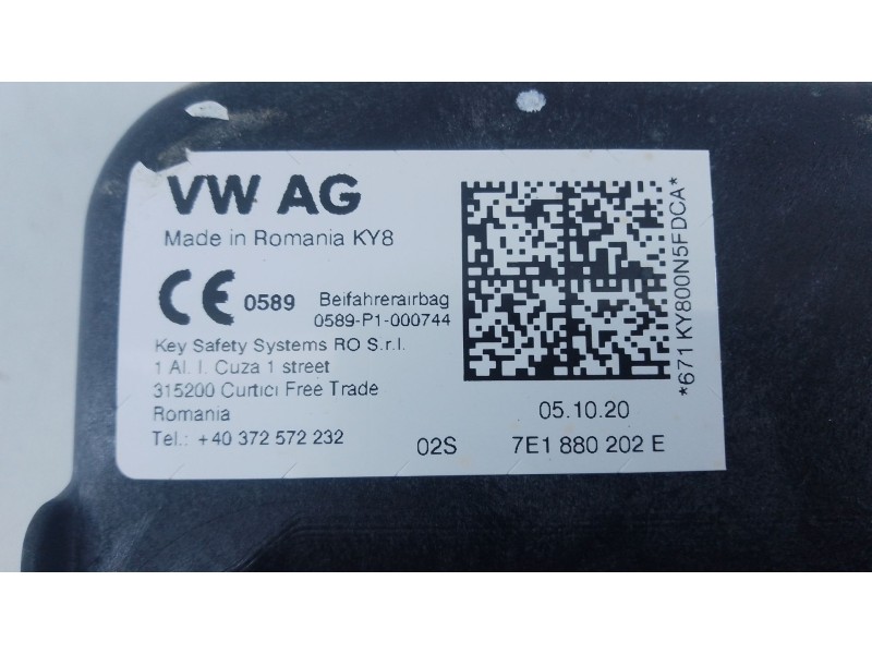 Recambio de airbag delantero derecho para volkswagen transporter t6 / caravelle t6 autobús (sgb, sgj, shb, shj) 2.0 tdi referenc