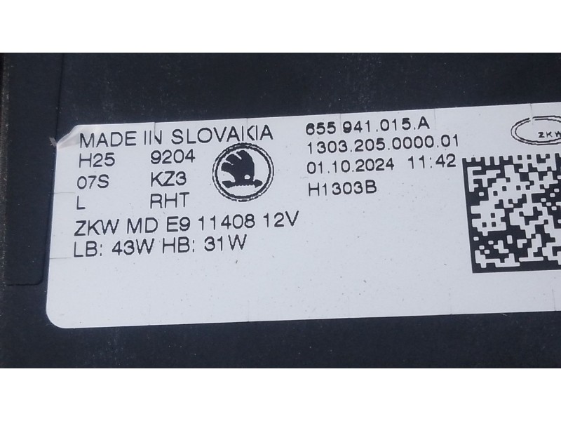 Recambio de faro izquierdo xenon para skoda scala (nw1) 1.5 tsi referencia OEM IAM 655941015A  