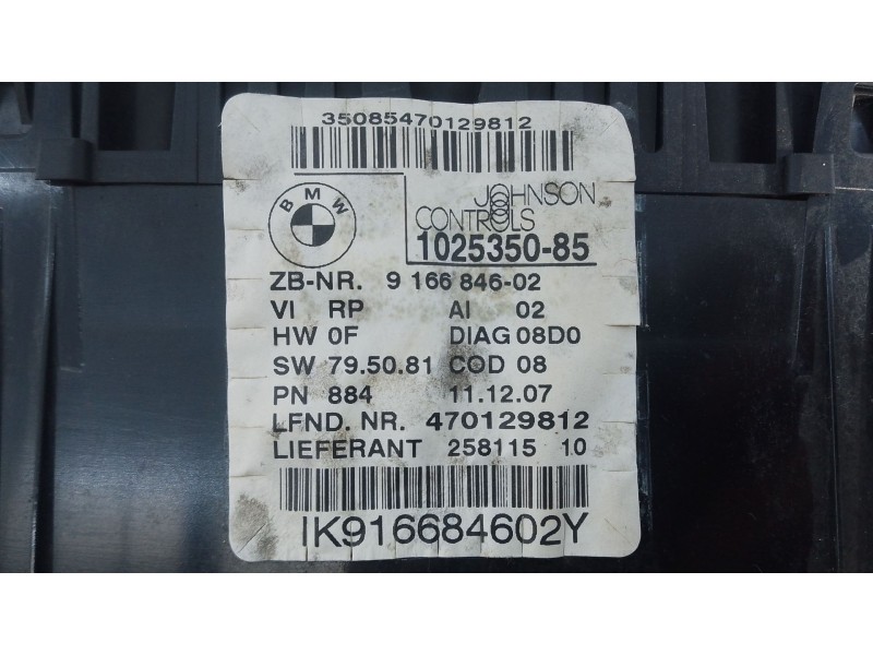 Recambio de cuadro instrumentos para bmw 3 (e90) 320 d referencia OEM IAM 1025350 916684602 