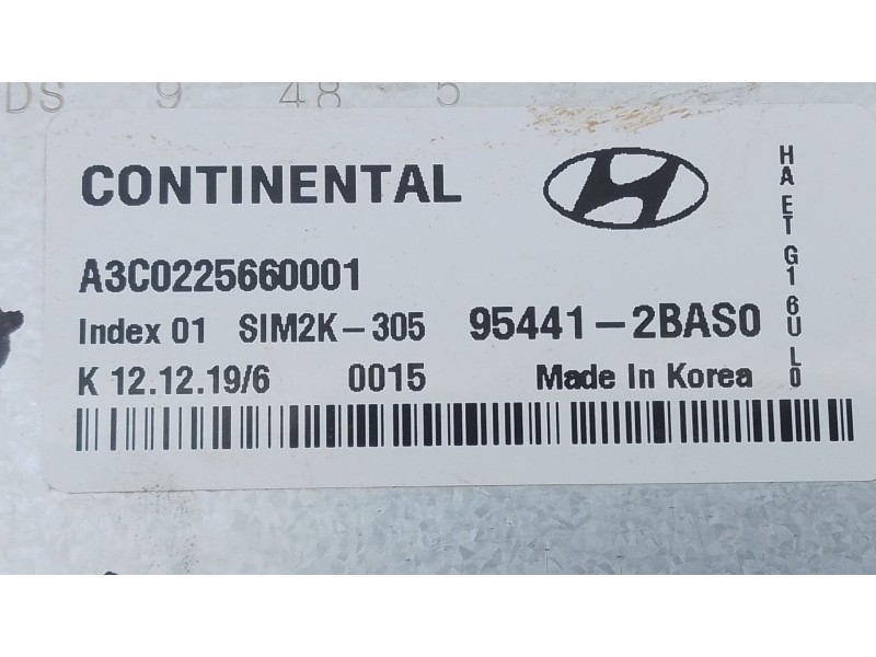 Recambio de centralita unidad control para hyundai ioniq (ae) 1.6 gdi hybrid referencia OEM IAM 954412BAS0 A3C0225660001 E3-A3-2
