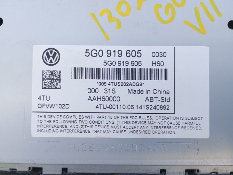 Recambio de sistema de audio/ radio usb para volkswagen golf vii lim. (bq1) sport referencia OEM IAM 5G0035819A 5G0919605 E2-A1-