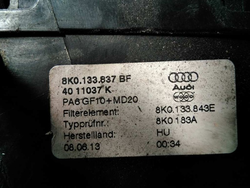 Recambio de filtro aire para audi q5 (8r) 2.0 tdi advanced edition quattro (130kw) referencia OEM IAM 8K0133837BF 4011037K P2-A3