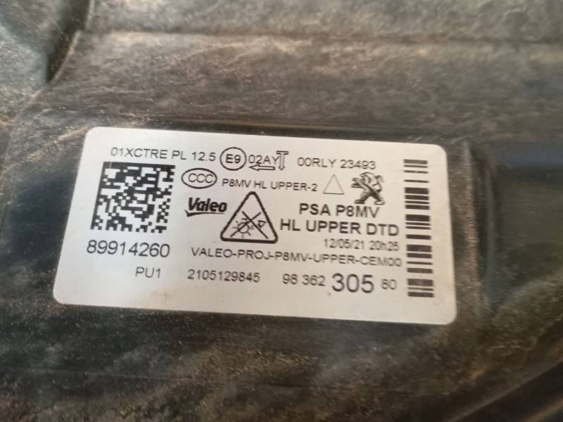 Recambio de faro derecho xenon para peugeot 3008 ii suv (mc_, mr_, mj_, m4_) 1.2 thp/ puretech 130 (mrhnsm, mrhnsu, mrhnsj, mrhn