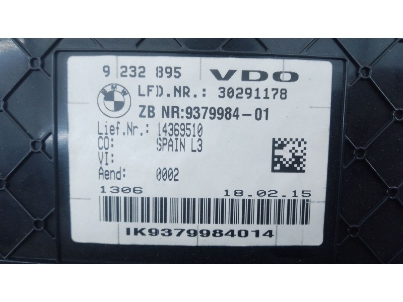 Recambio de cuadro instrumentos para bmw 3 (f30, f80) 318 d referencia OEM IAM 9232895 937998401 