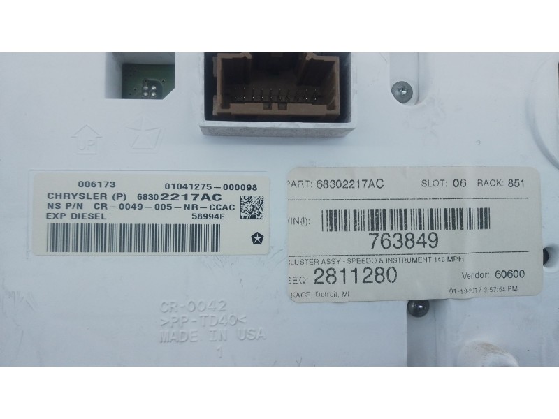 Recambio de cuadro instrumentos para jeep grand cherokee iv (wk, wk2) 3.0 crd v6 4x4 referencia OEM IAM 68302217AC  