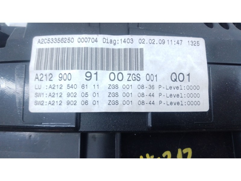 Recambio de cuadro instrumentos para mercedes-benz clase e (w212) e 350 cgi (212.057) referencia OEM IAM A2129009100  