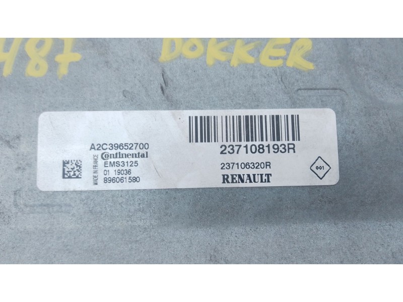 Recambio de centralita motor uce para dacia dokker furgoneta/monovolumen 1.6 referencia OEM IAM 237108193R  