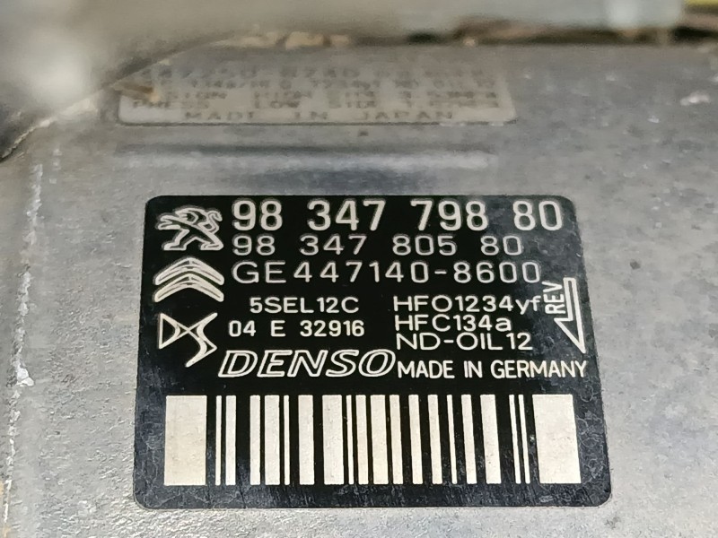 Recambio de compresor aire acondicionado para citroën c3 aircross i (2r_, 2c_) 1.2 puretech 110 (2rhnzb, 2rhnzw, 2rhnpx, 2rhnpj)