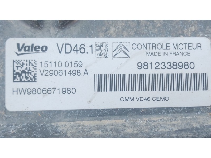 Recambio de centralita motor uce para citroën c4 cactus 1.2 thp 110 referencia OEM IAM 9812338980 9806671980 
