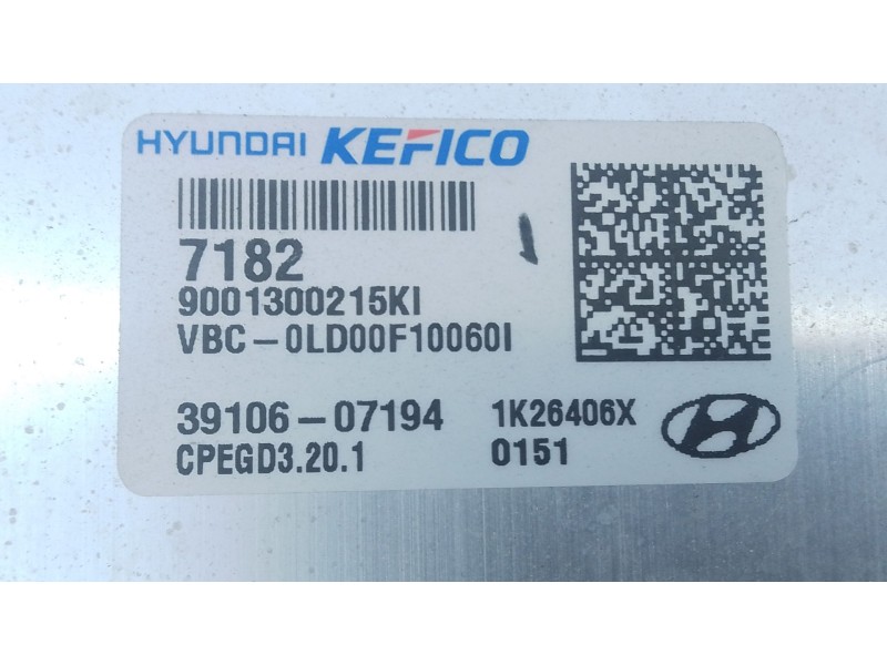 Recambio de centralita motor uce para hyundai i20 iii (bc3, bi3) 1.0 t-gdi referencia OEM IAM 3910607194 9001300215KI 