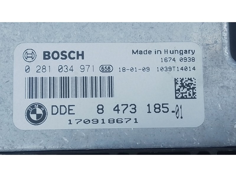 Recambio de centralita motor uce para bmw 3 gran turismo (f34) 320 d referencia OEM IAM 8473185 0281034971 