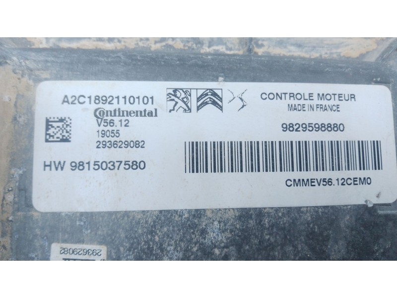 Recambio de centralita motor uce para citroën c3 iii (sx) 1.2 vti 82 referencia OEM IAM 9815037580 9829598880 