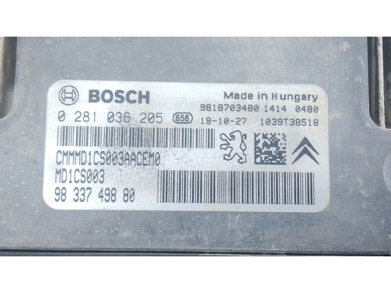 Recambio de centralita motor uce para peugeot 208 ii (ub_, up_, uw_, uj_) 1.5 bluehdi 100 referencia OEM IAM 9833749880 02810362