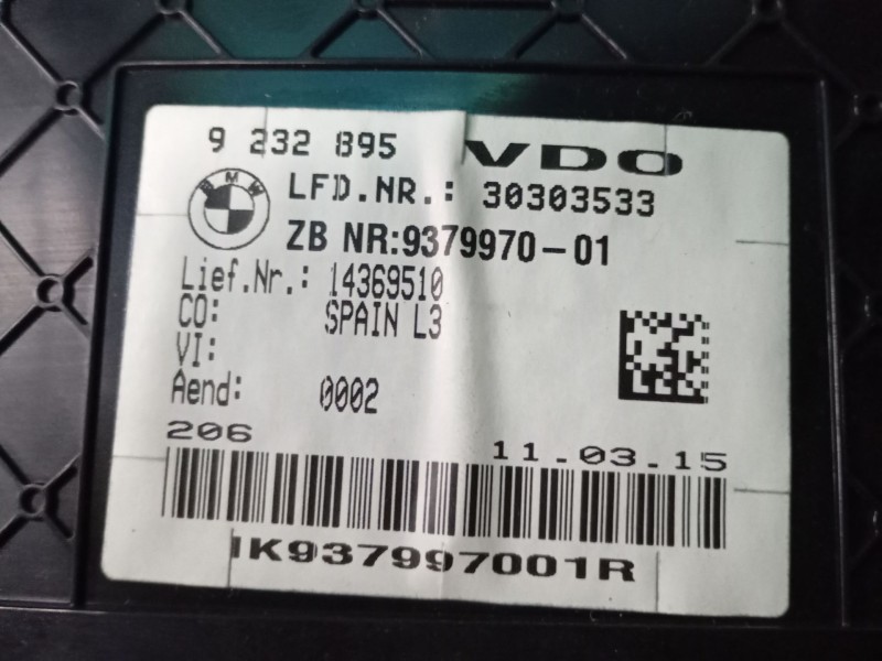 Recambio de cuadro instrumentos para bmw 4 coupé (f32, f82) 420 d referencia OEM IAM 937997001 9232895 