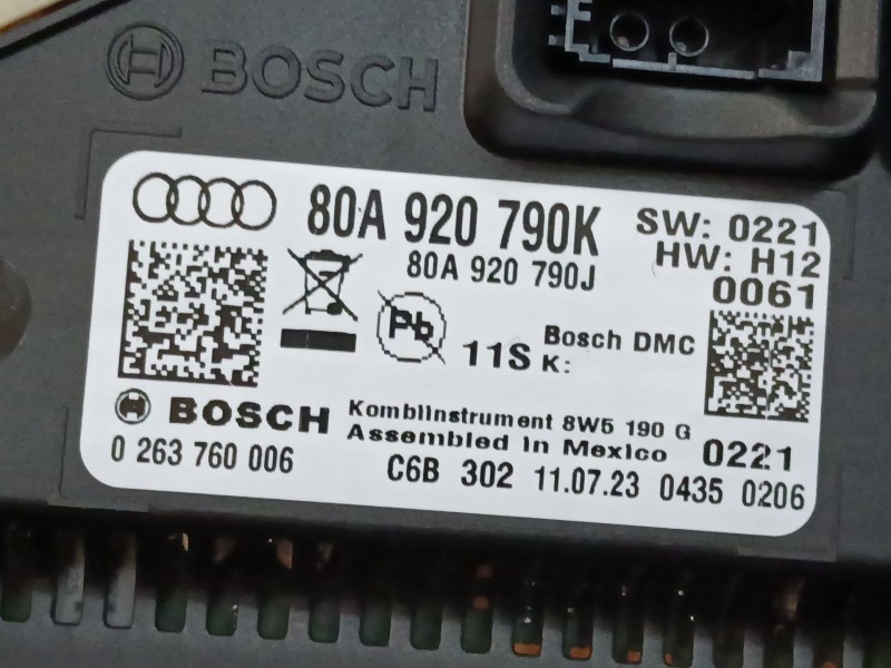 Recambio de cuadro instrumentos para audi q5 (fyb, fyg) 55 tfsi e quattro referencia OEM IAM 80A920790J 0263760006 