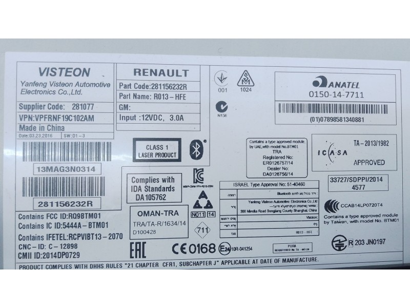 Recambio de sistema audio / radio cd para renault kadjar (ha_, hl_) 1.5 dci 110 (hla3) referencia OEM IAM   