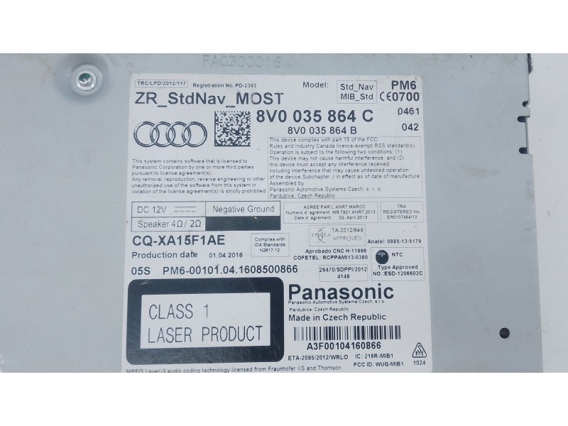 Recambio de sistema navegacion gps para audi a3 sportback (8vf) s line edition referencia OEM IAM   