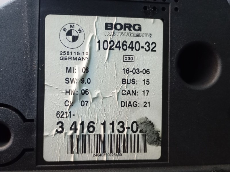 Recambio de cuadro instrumentos para bmw x3 (e83) 2.0 d referencia OEM IAM 341611302 102464032 