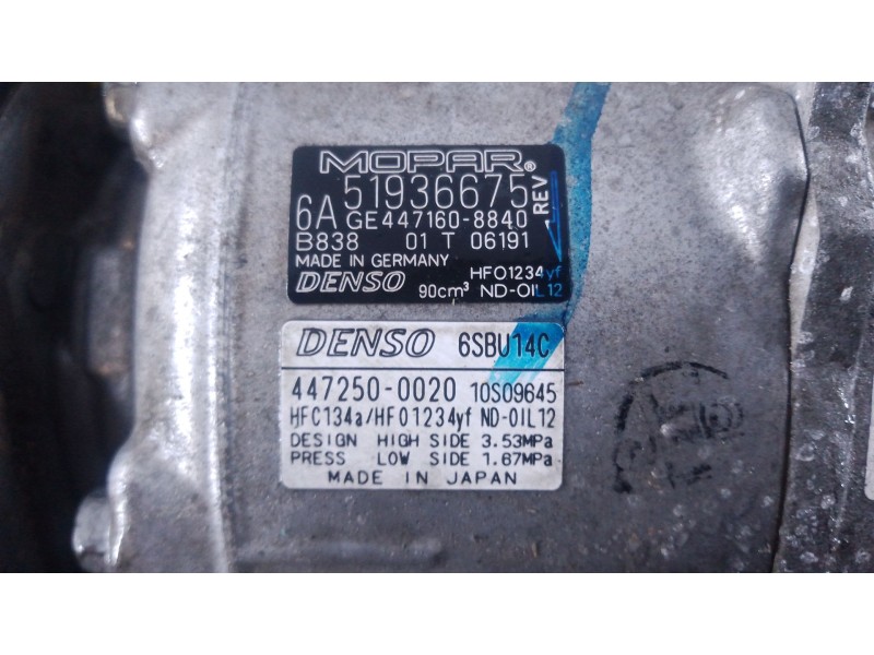 Recambio de compresor aire acondicionado para jeep renegade suv (bu, b1, bv) 2.0 crd 4x4 referencia OEM IAM   