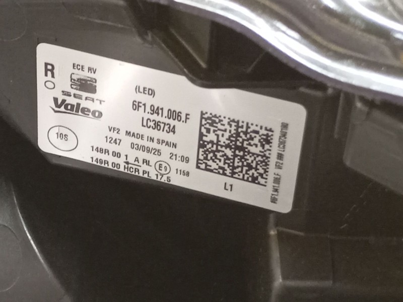 Recambio de faro derecho para seat ibiza v (kj1, kjg) 1.0 tsi referencia OEM IAM   
