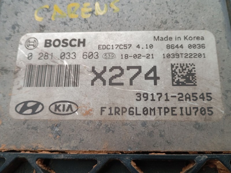 Recambio de centralita motor uce para kia carens iv 1.7 crdi referencia OEM IAM 391712A545 0281033603 