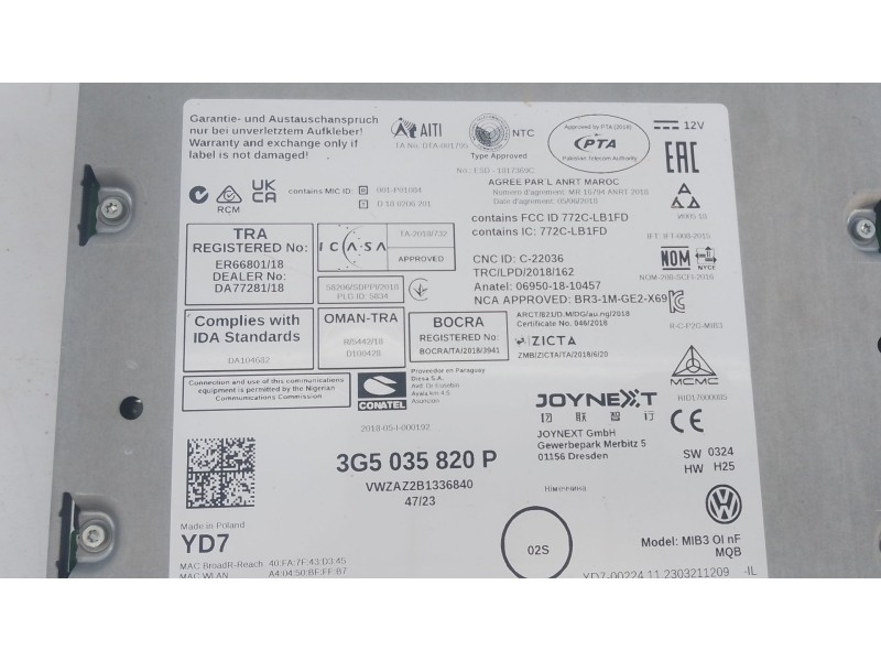 Recambio de sistema navegacion gps para volkswagen tiguan (ad1, ax1) 2.0 tdi referencia OEM IAM   