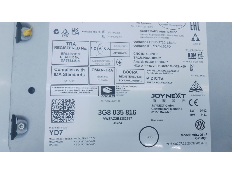 Recambio de sistema navegacion gps para volkswagen t-cross (c11, d31) 1.0 tsi referencia OEM IAM   