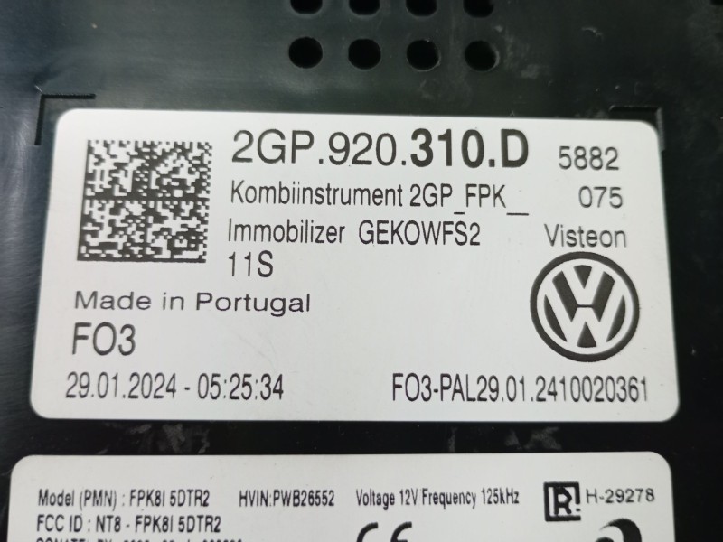 Recambio de cuadro instrumentos para volkswagen t-cross (c11, d31) 1.0 tsi referencia OEM IAM 2GP920310D  