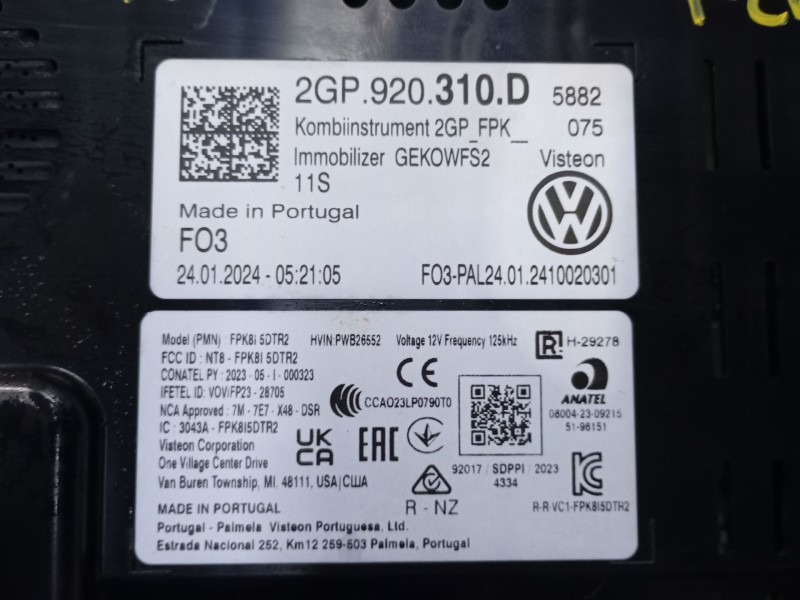 Recambio de cuadro instrumentos para volkswagen t-cross (c11, d31) 1.0 tsi referencia OEM IAM 2GP920310D  