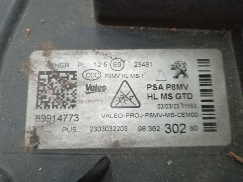 Recambio de faro izquierdo xenon para peugeot 5008 ii (mc_, mj_, mr_, m4_) 1.5 bluehdi 130 (mcyhzj, mcyhzr, mcyhzx) referencia O