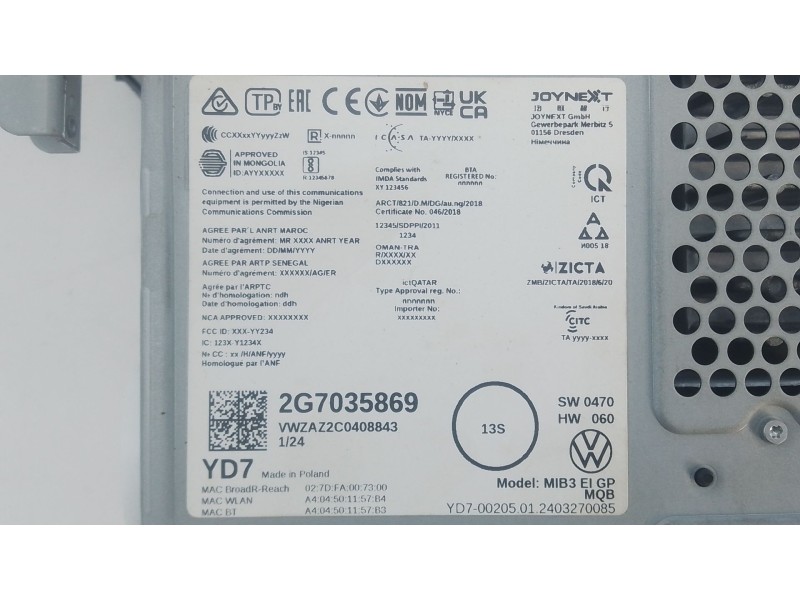 Recambio de sistema navegacion gps para volkswagen t-cross (c11, d31) 1.0 tsi referencia OEM IAM   