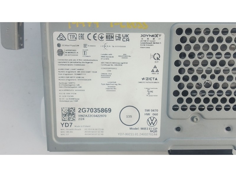 Recambio de sistema navegacion gps para volkswagen t-cross (c11, d31) 1.0 tsi referencia OEM IAM   