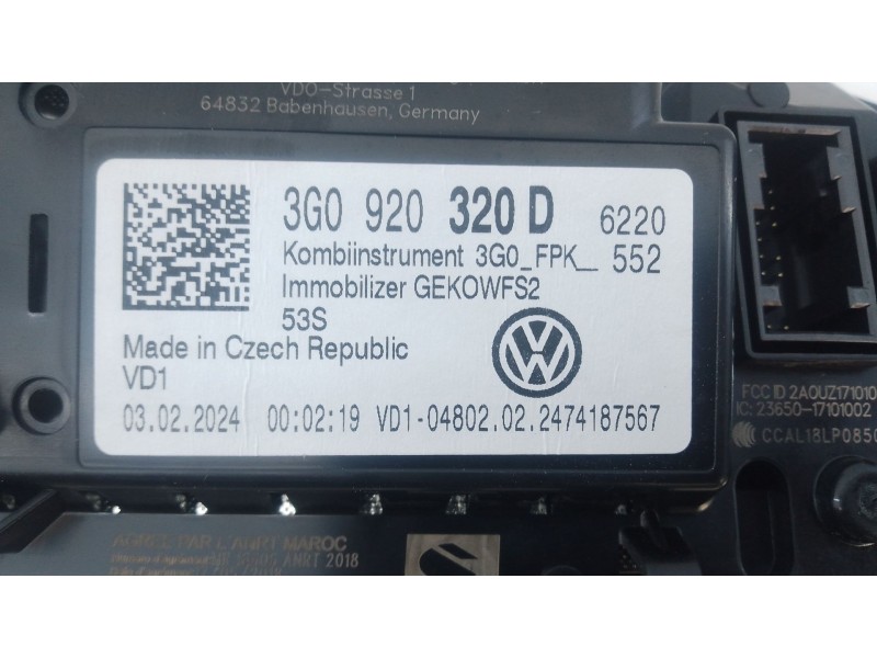 Recambio de cuadro instrumentos para volkswagen tiguan (ad1, ax1) 2.0 tdi referencia OEM IAM 3G0920320D  