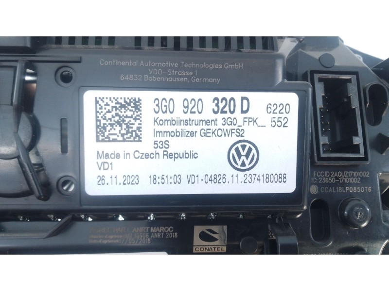 Recambio de cuadro instrumentos para volkswagen tiguan (ad1, ax1) 2.0 tdi referencia OEM IAM 3G0920320D  