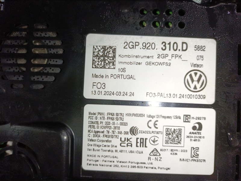 Recambio de cuadro instrumentos para volkswagen t-cross (c11, d31) 1.0 tsi referencia OEM IAM 2GP920310D  