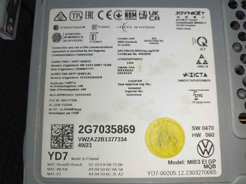 Recambio de sistema navegacion gps para volkswagen t-cross (c11, d31) 1.0 tsi referencia OEM IAM 2G7035869  