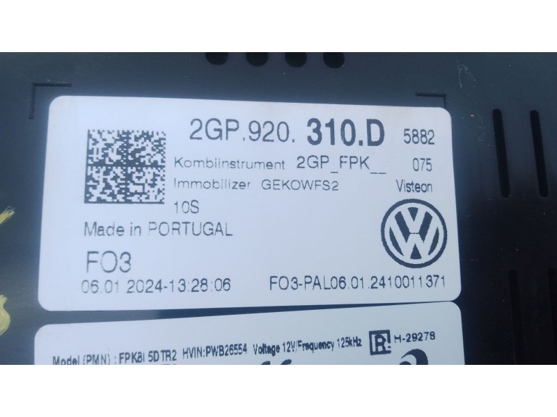 Recambio de cuadro instrumentos para volkswagen t-cross (c11, d31) 1.0 tsi referencia OEM IAM 2GP920310D  