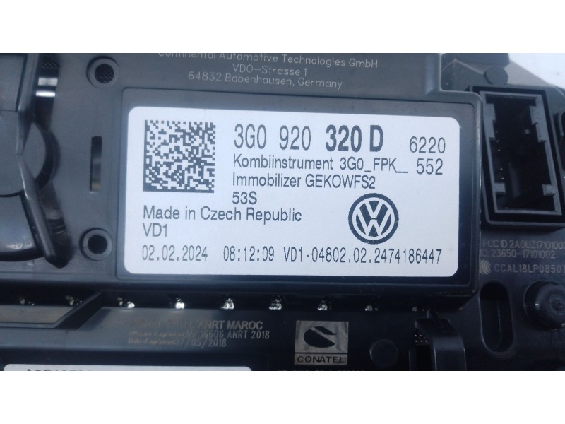 Recambio de cuadro instrumentos para volkswagen tiguan (ad1, ax1) 2.0 tdi referencia OEM IAM 3G0920320D  