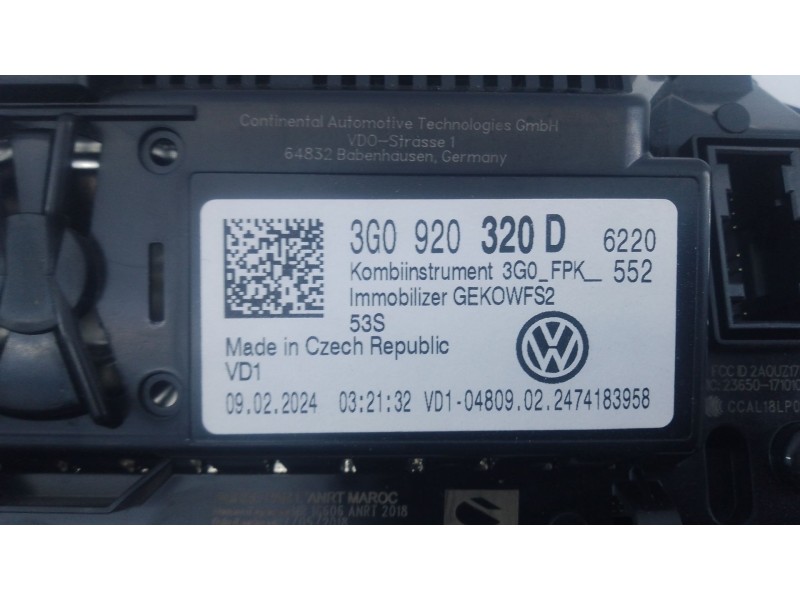 Recambio de cuadro instrumentos para volkswagen tiguan (ad1, ax1) 1.5 tsi referencia OEM IAM 3G0920320D  