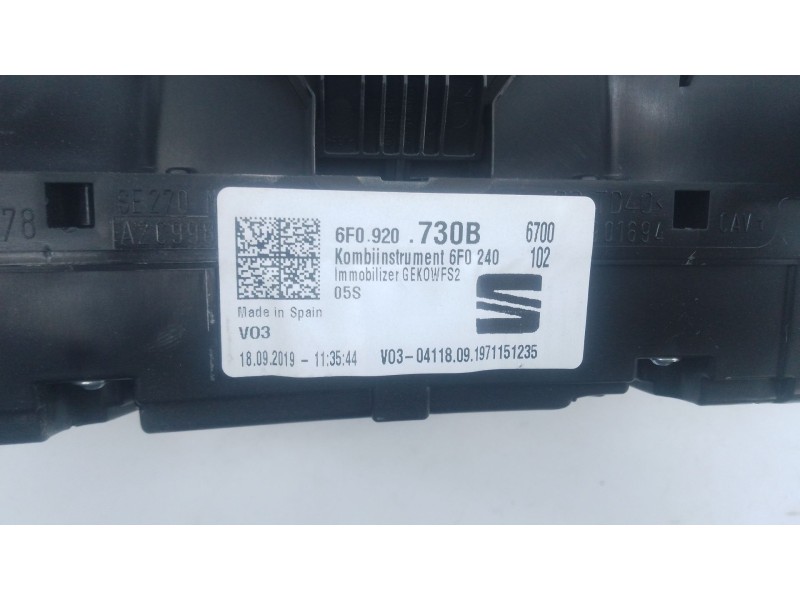 Recambio de cuadro instrumentos para seat ibiza v (kj1, kjg) 1.0 mpi referencia OEM IAM 6F0920730B  