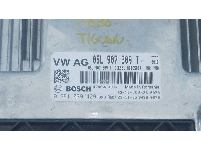 Recambio de centralita motor uce para volkswagen tiguan (ad1, ax1) 2.0 tdi referencia OEM IAM 05L907309T 0281039429 