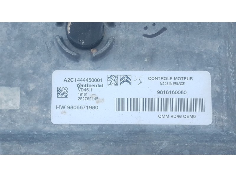 Recambio de centralita motor uce para peugeot 2008 i (cu_) 1.2 thp 110 / puretech 110 referencia OEM IAM 9806671980 A2C144450001