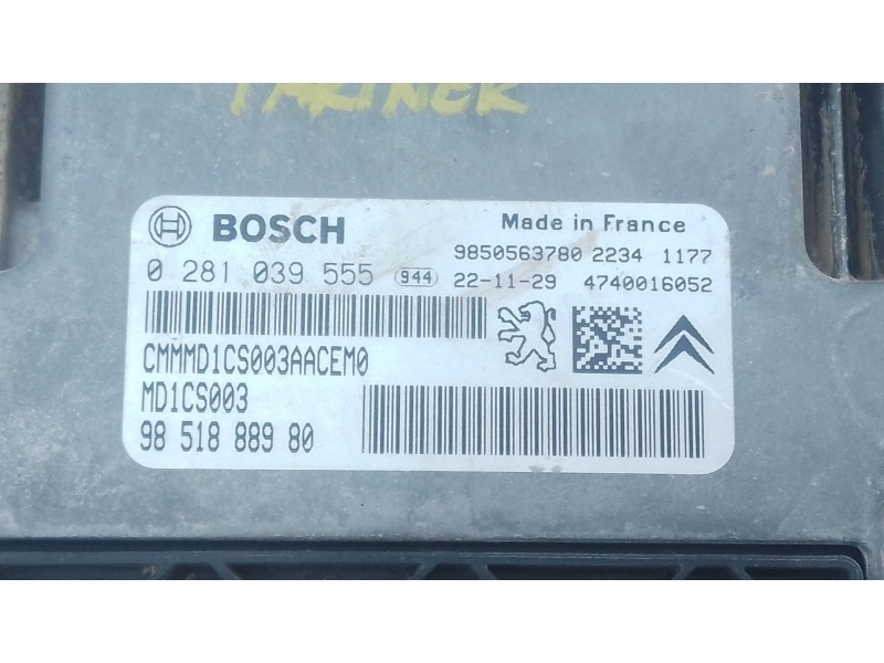 Recambio de centralita motor uce para peugeot partner furgoneta/monovolumen (k9) 1.5 bluehdi 100 referencia OEM IAM 9850569780 0