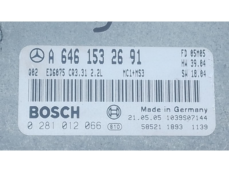 Recambio de centralita motor uce para mercedes-benz vito / mixto furgoneta (w639) 109 cdi (639.601, 639.603, 639.605) referencia